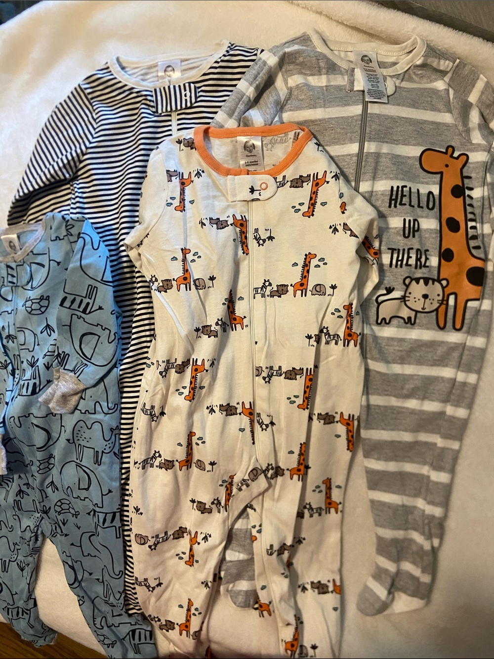 Gerber Baby Giraffe and Stripe Sleepers Bundle